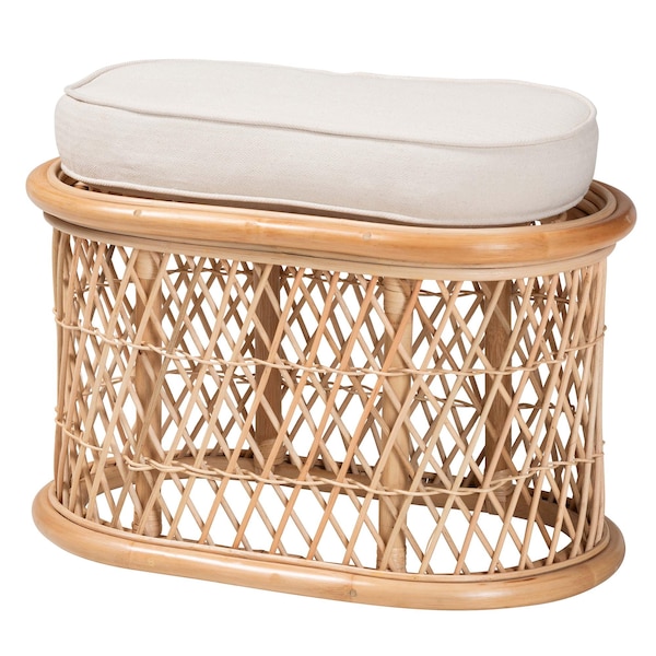 Bali & Pari Ladonna Bohemian Natural Rattan Ottoman Footstool 244-13667-ZORO - main